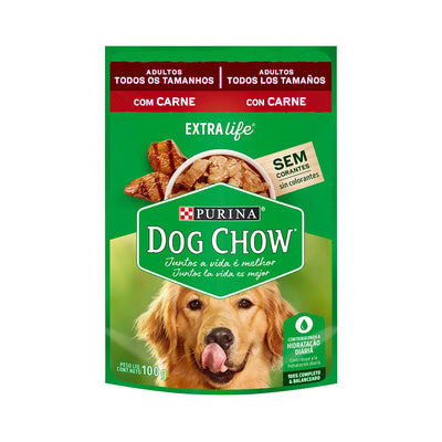 Dog Chow Pouch Perros Adultos Todos Los Tamaños Carne 100g
