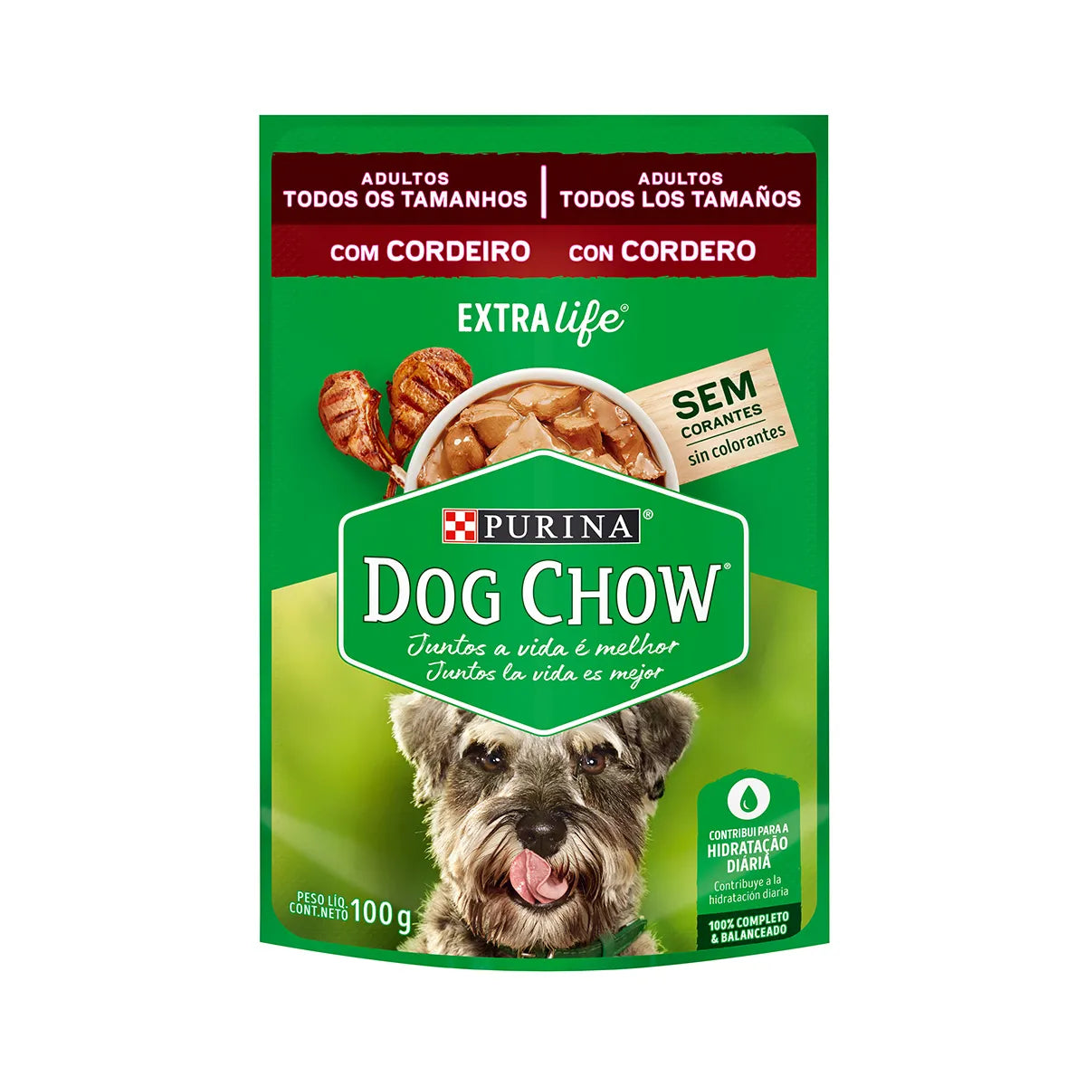 Dog Chow Pouch Perro Adulto Todos los Tamaños Cordero 100g