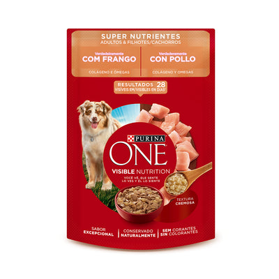Purina One Pouch Super Nutrientes Perros Adultos y Cachorros con Pollo 85g