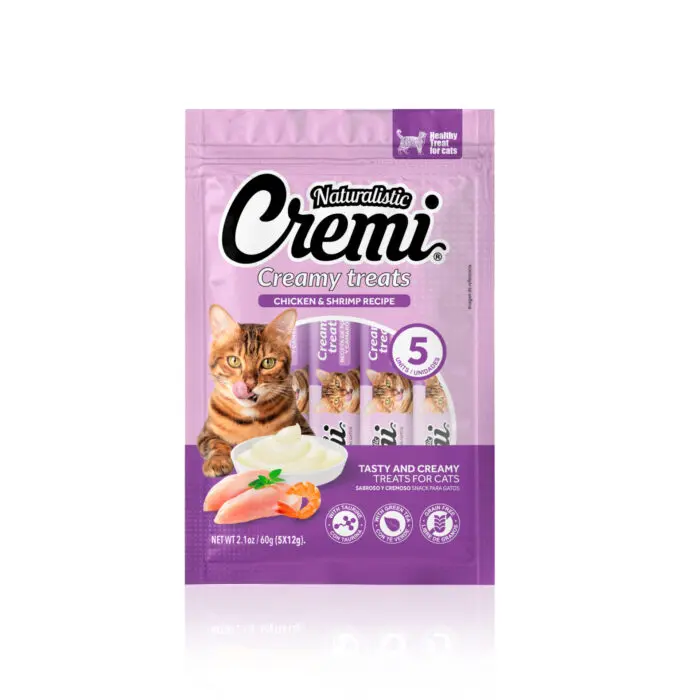 Naturalistic Cremi Gatos Creamy Treats Pollo y Camaron 5un 60g