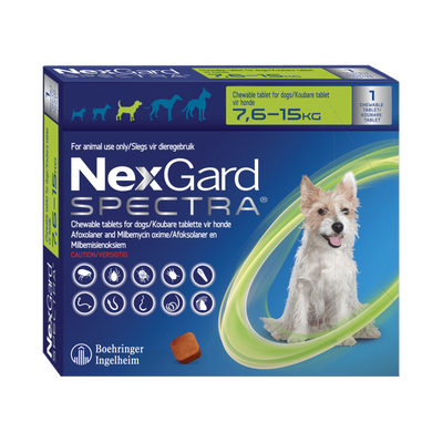 Nexgard Spectra Antiparasitario Perros 7,6 a 15K - 1 Comprimido