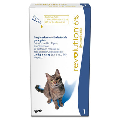 Revolution Zoetis Pipeta para Gatos 6% 2.6K - 7.5K