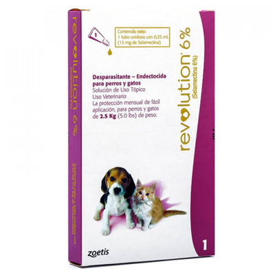 Revolution Zoetis Pipeta Perros y Gatos 6% Cachorros hasta 2.5K